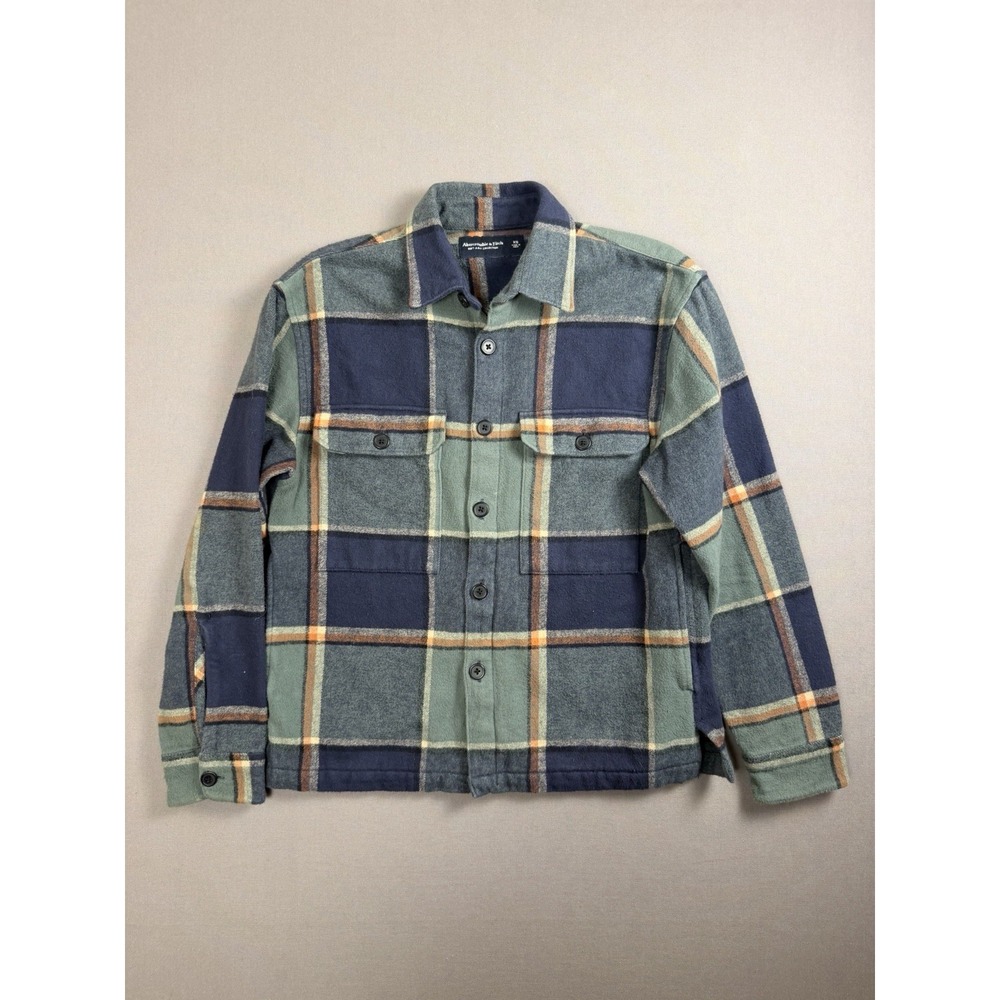 Abercrombie & Fitch heavyweight check flannel  Blue/Orange Xs
